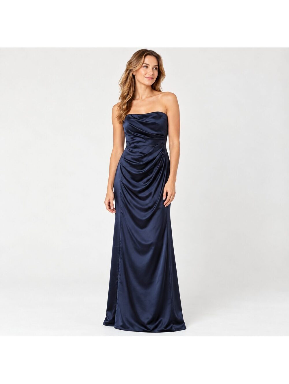 NWT After Six Navy Strapless Draped Formal Maxi Dress Size 4
